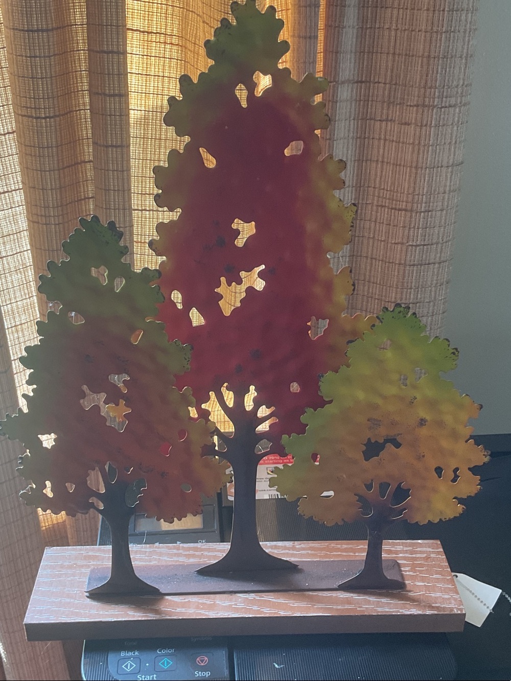 Metal Tree Trio Sculpture - Multicolor Autumn Finish